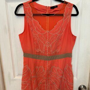Ryu Orange Sleeveless With Leaf Embroidery